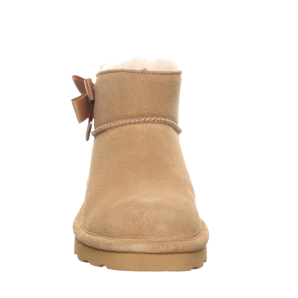 Saige Ribbon Bow Booties in Iced Coffee