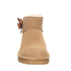 Saige Ribbon Bow Booties in Iced Coffee