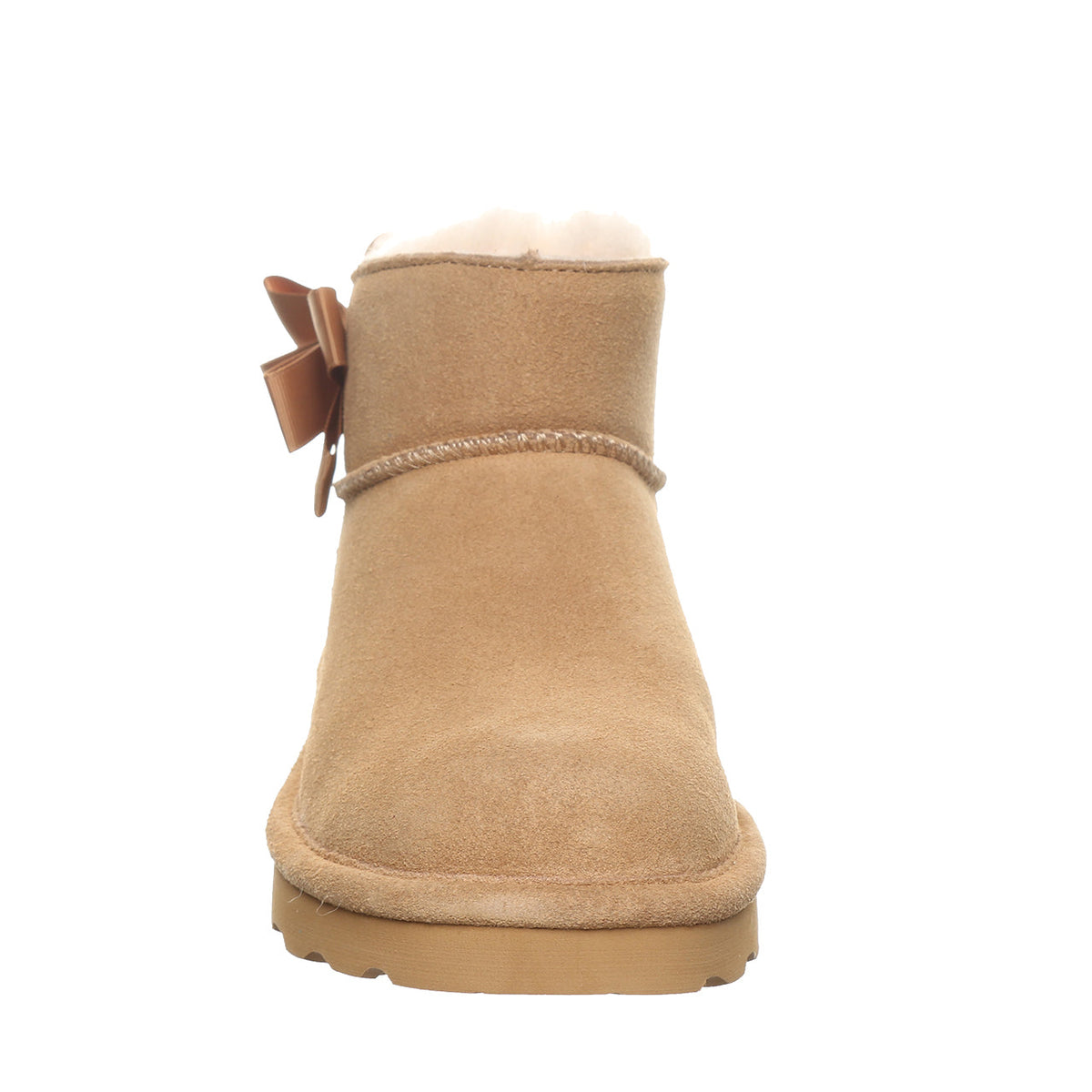 Saige Ribbon Bow Booties in Iced Coffee
