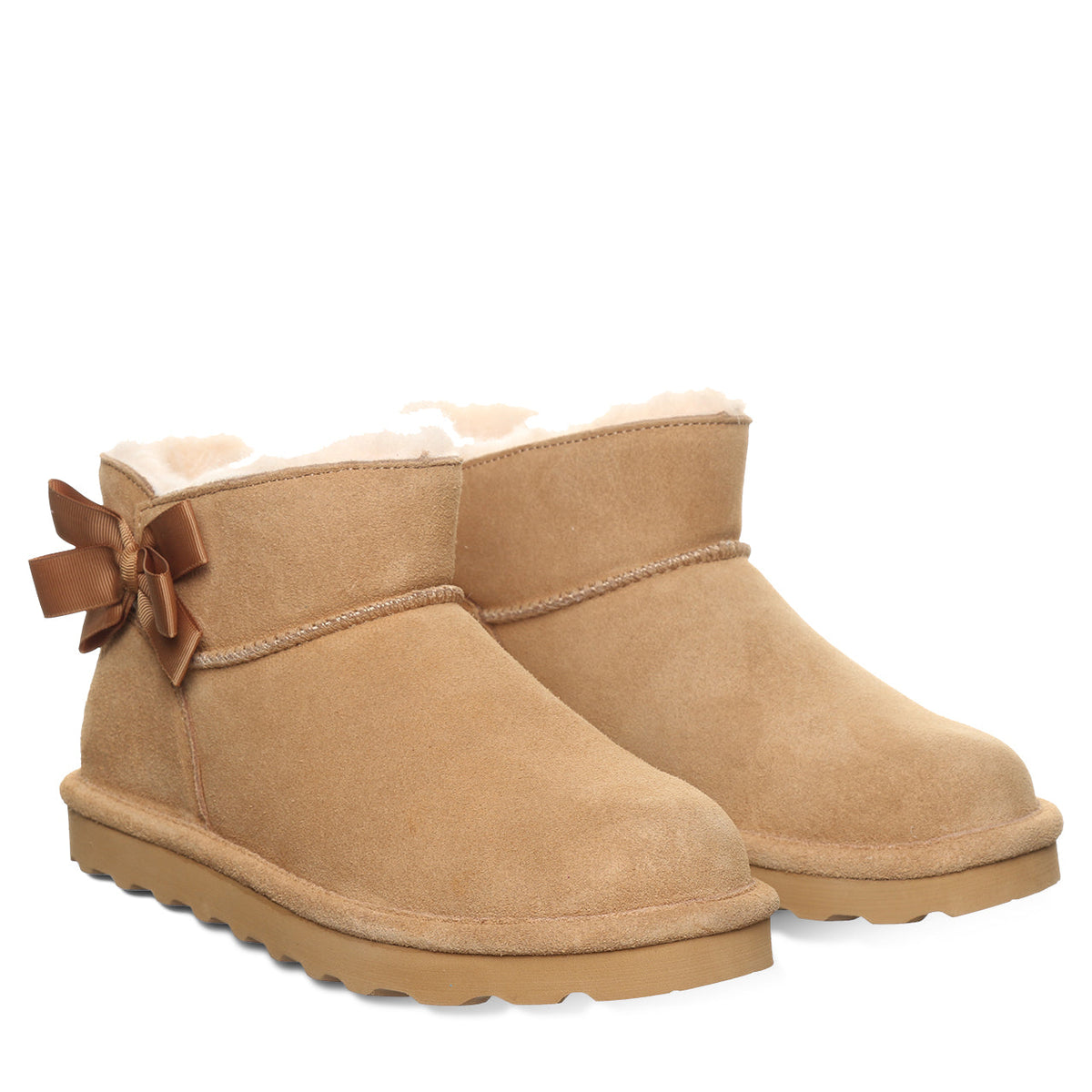 Saige Ribbon Bow Booties in Iced Coffee