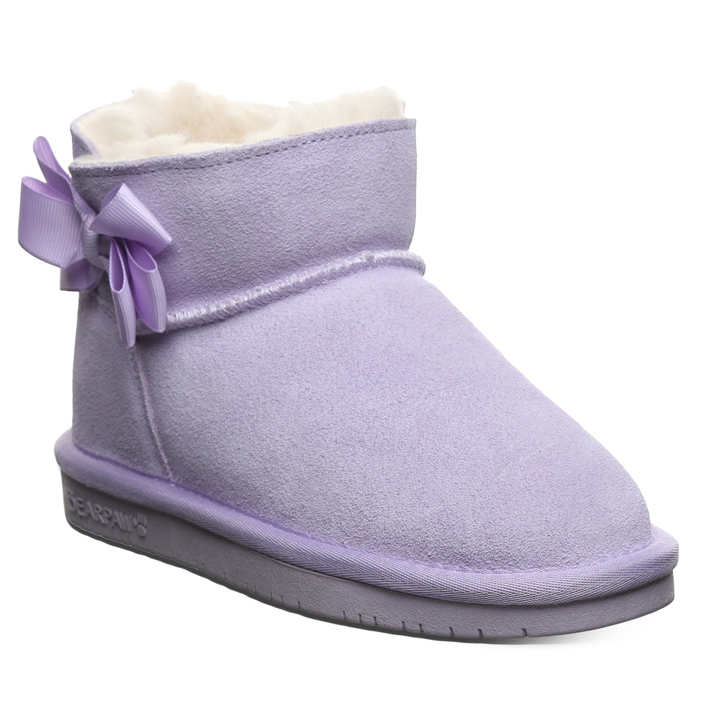 Saige Youth Bow Booties in Washed Lavender