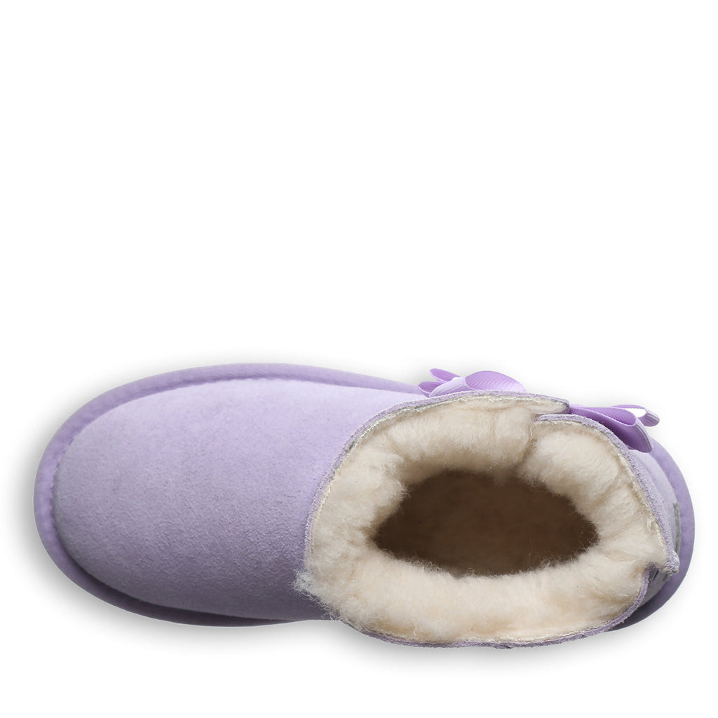 Saige Youth Bow Booties in Washed Lavender