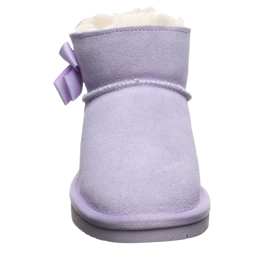 Saige Youth Bow Booties in Washed Lavender