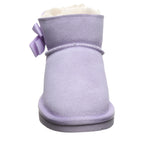 Saige Youth Bow Booties in Washed Lavender