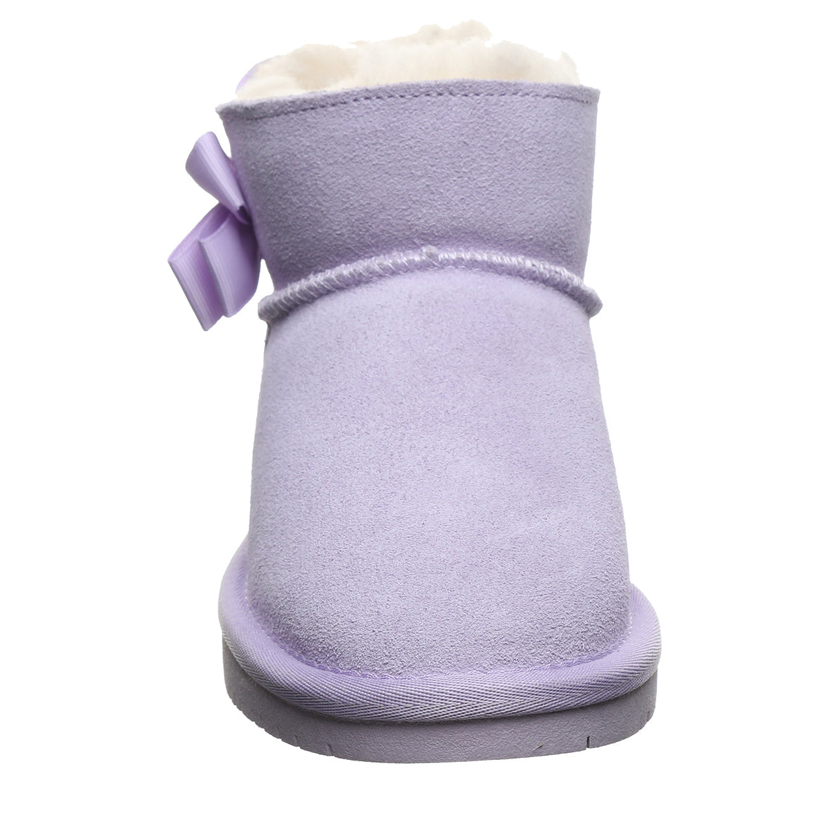 Saige Youth Bow Booties in Washed Lavender