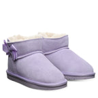 Saige Youth Bow Booties in Washed Lavender