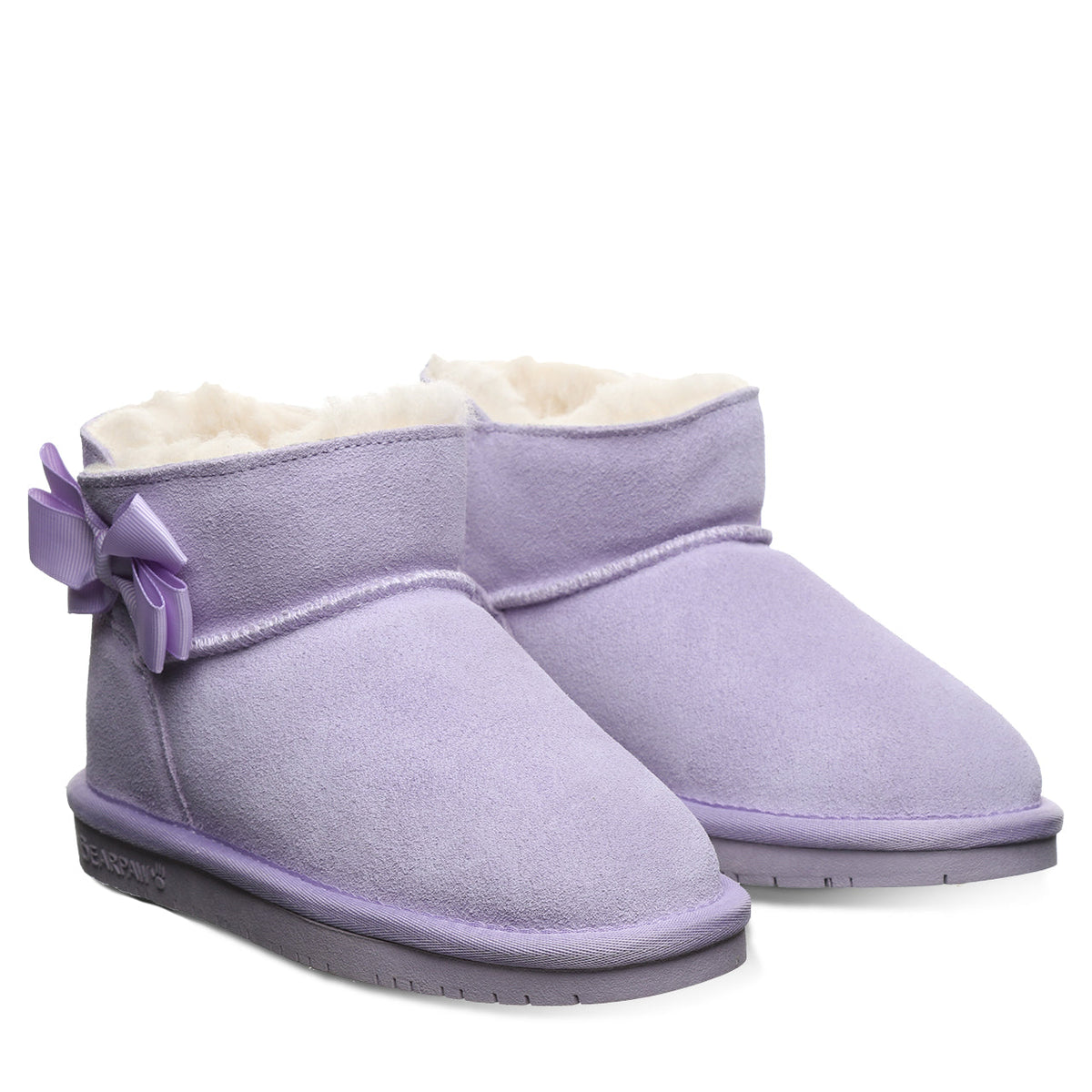 Saige Youth Bow Booties in Washed Lavender