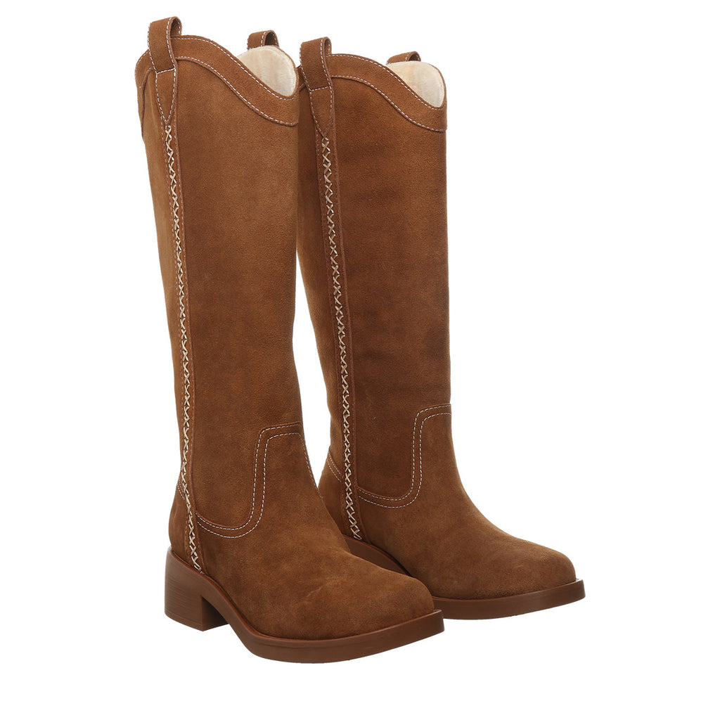 Jessie Western Suede Boots in Cinnamon