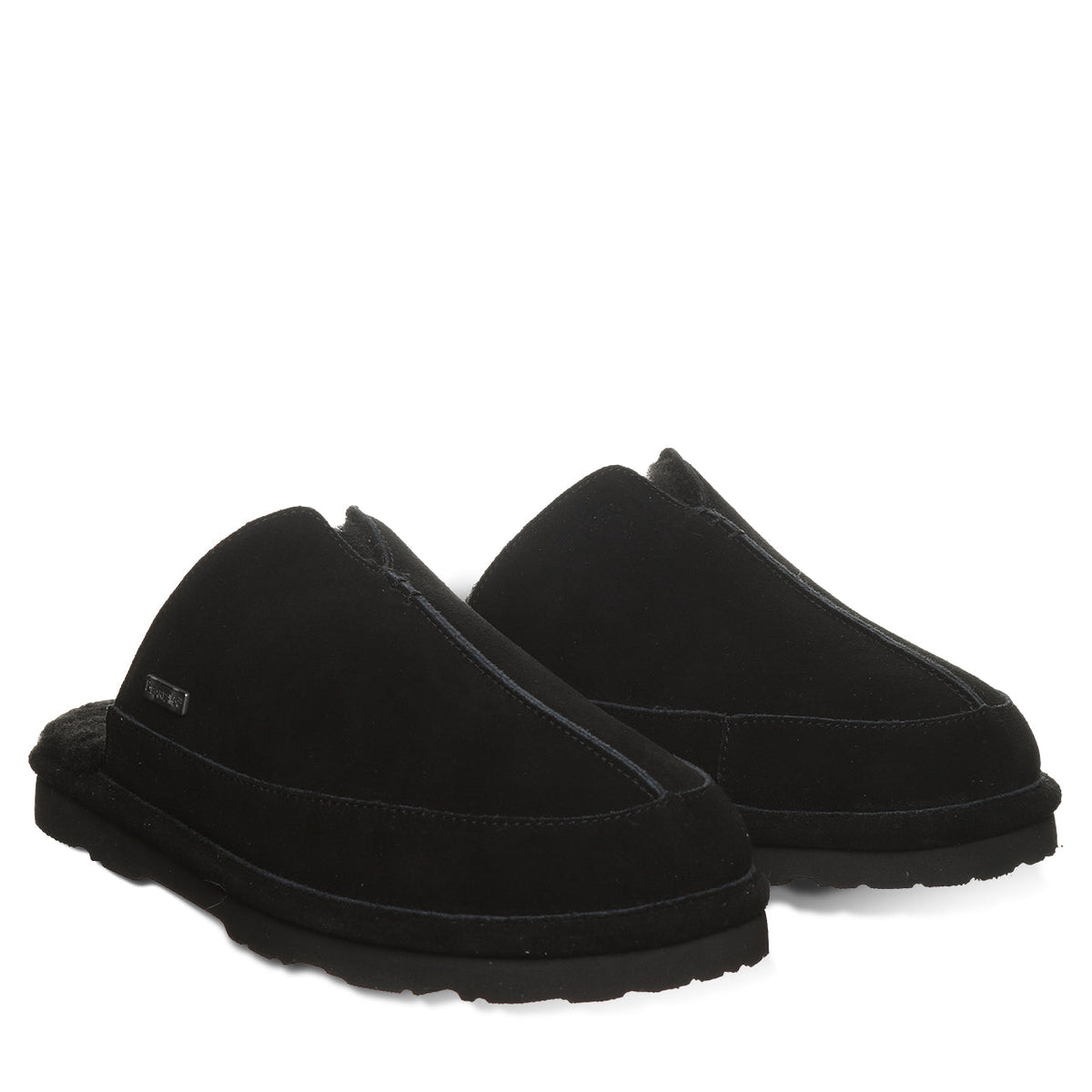 Walker Suede Scuff Slippers in Black