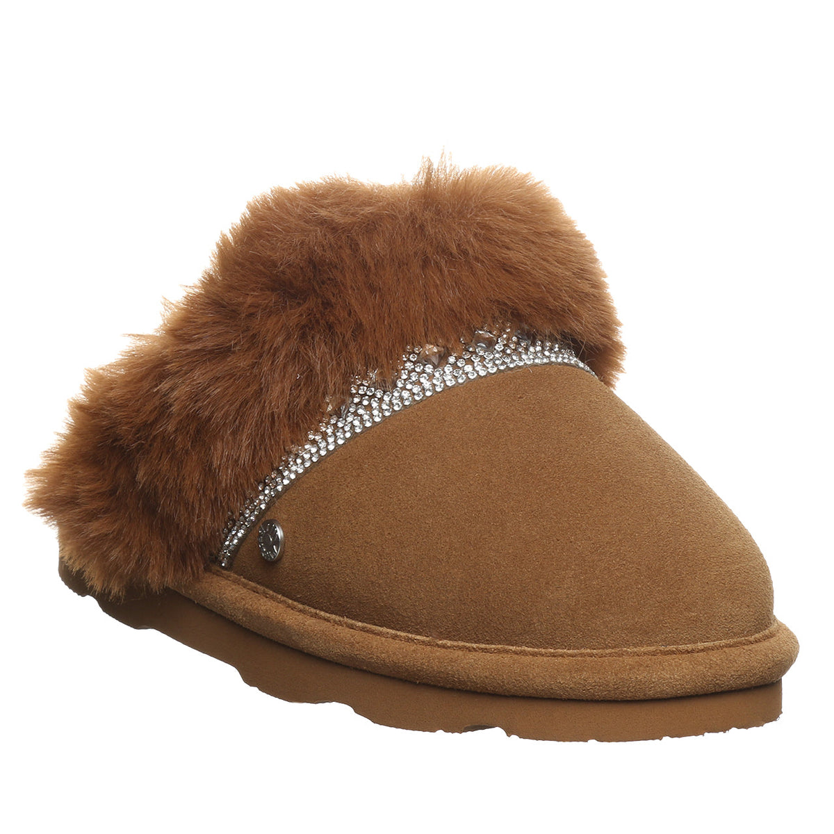 Pyper Rhinestone Slippers in Hickory