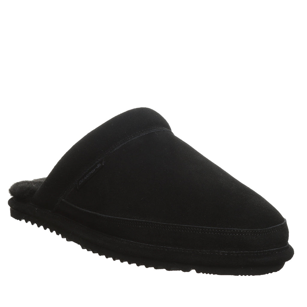 Ezra Faux Fur Scuff Slippers in Black