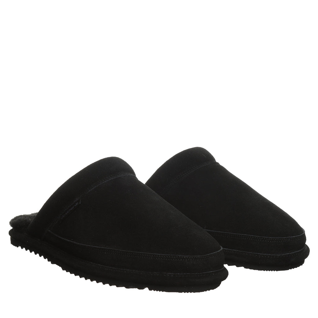 Ezra Faux Fur Scuff Slippers in Black