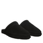 Ezra Faux Fur Scuff Slippers in Black