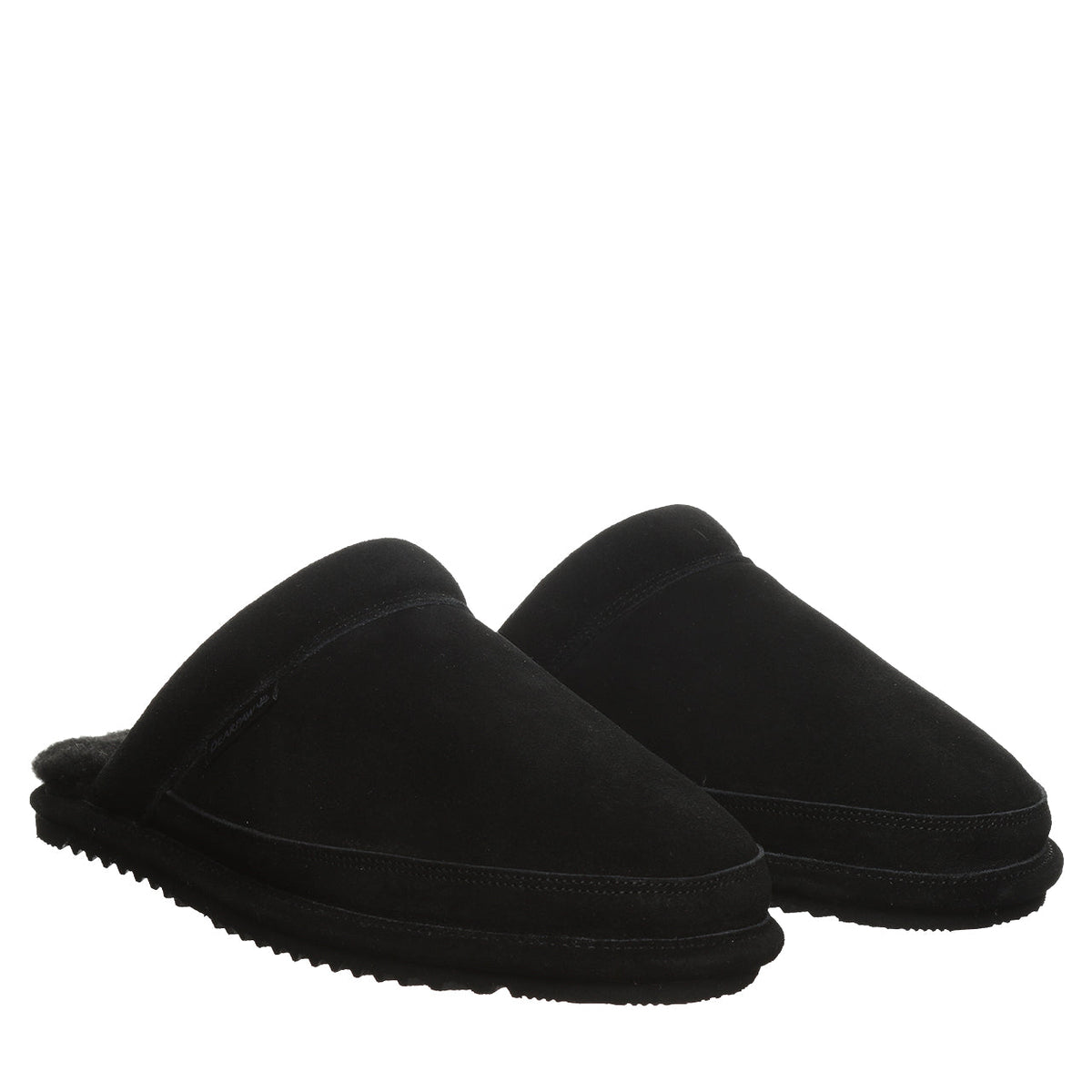 Ezra Faux Fur Scuff Slippers in Black