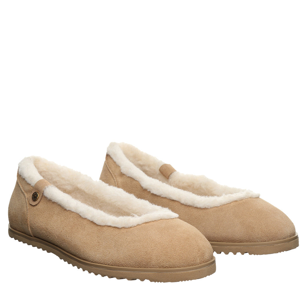 Delphi Faux Fur Lined Flats in Toffee