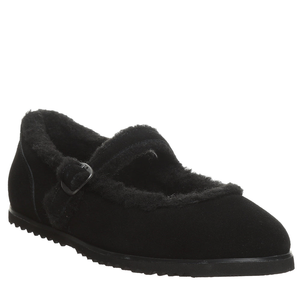 Lou Lou Faux Fur Mary Janes in Black