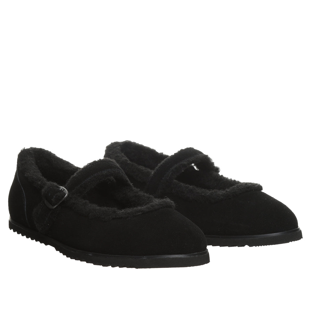 Lou Lou Faux Fur Mary Janes in Black