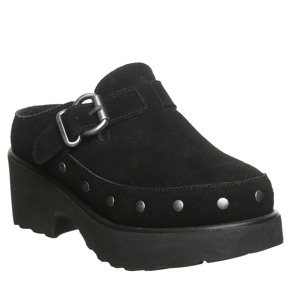 Falyn Platform Buckle Clogs in Black
