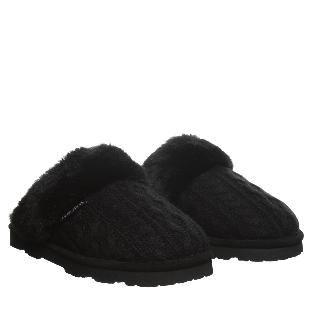 Rumie Cable Knit Slipper Boots in Black