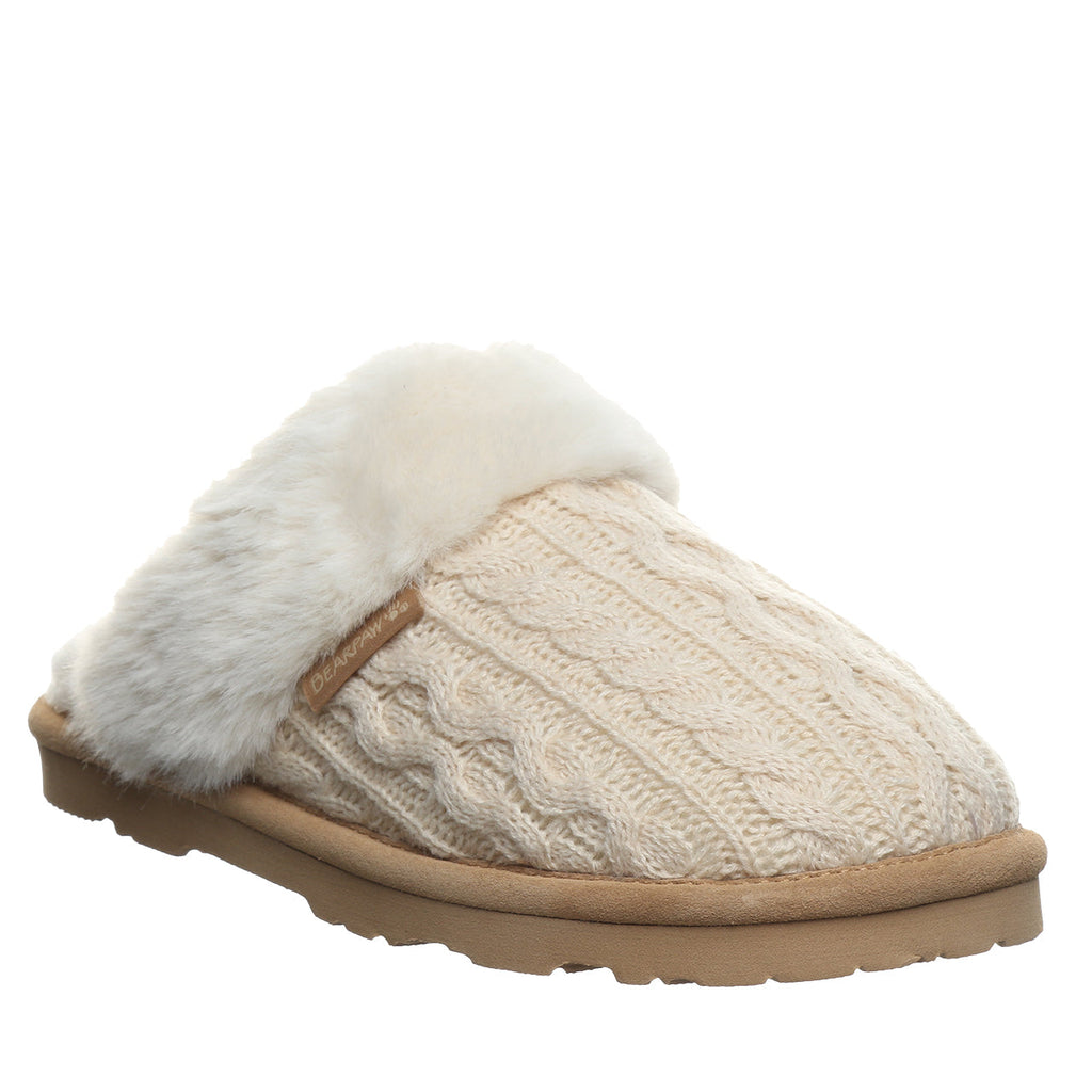 Women's Rumie Cable Knit Slippers in Cream