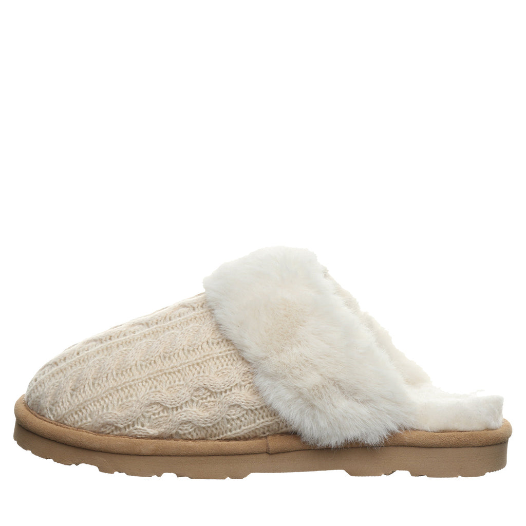 Women's Rumie Cable Knit Slippers in Cream