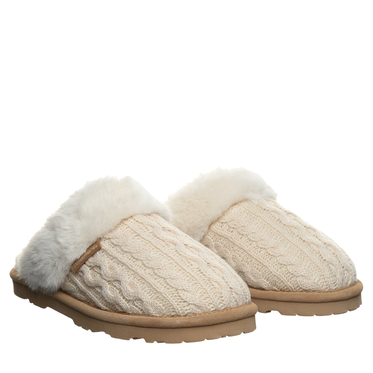 Women's Rumie Cable Knit Slippers in Cream