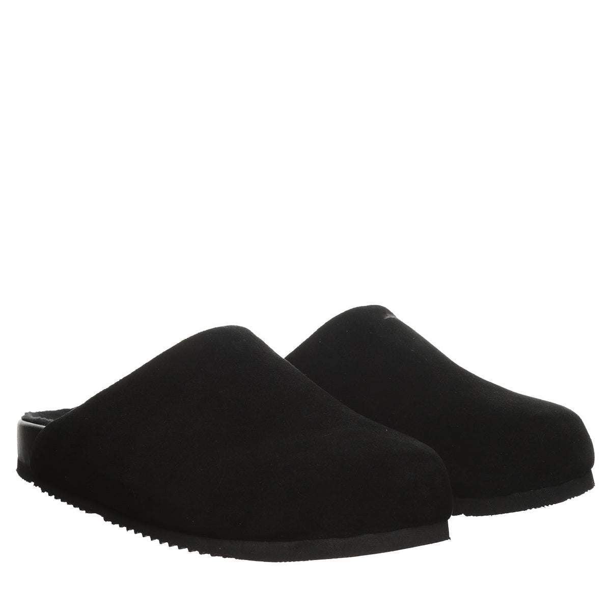 Silas Backless Suede Clogs in Black
