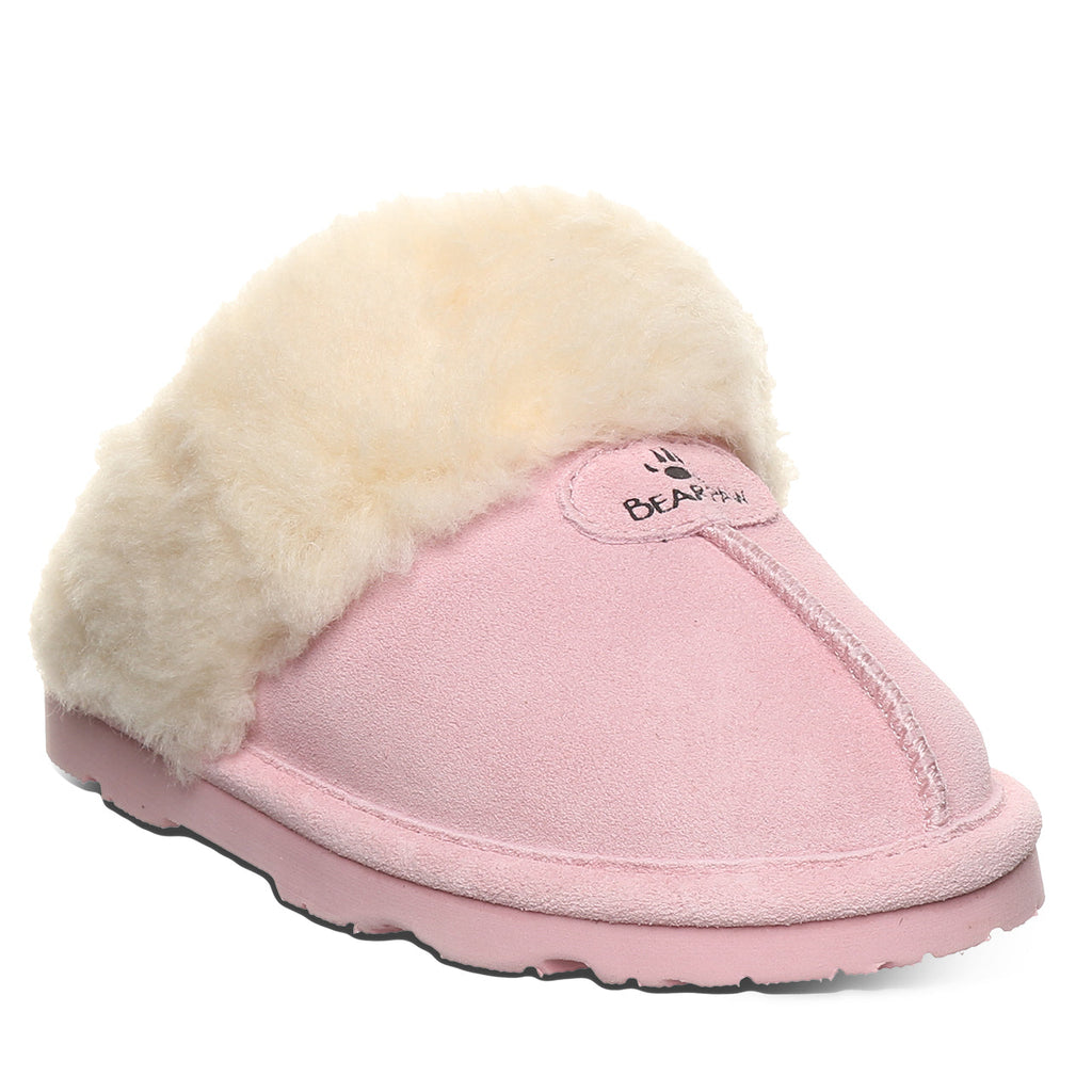 Loki Youth Suede Slippers in Pink Lemonade