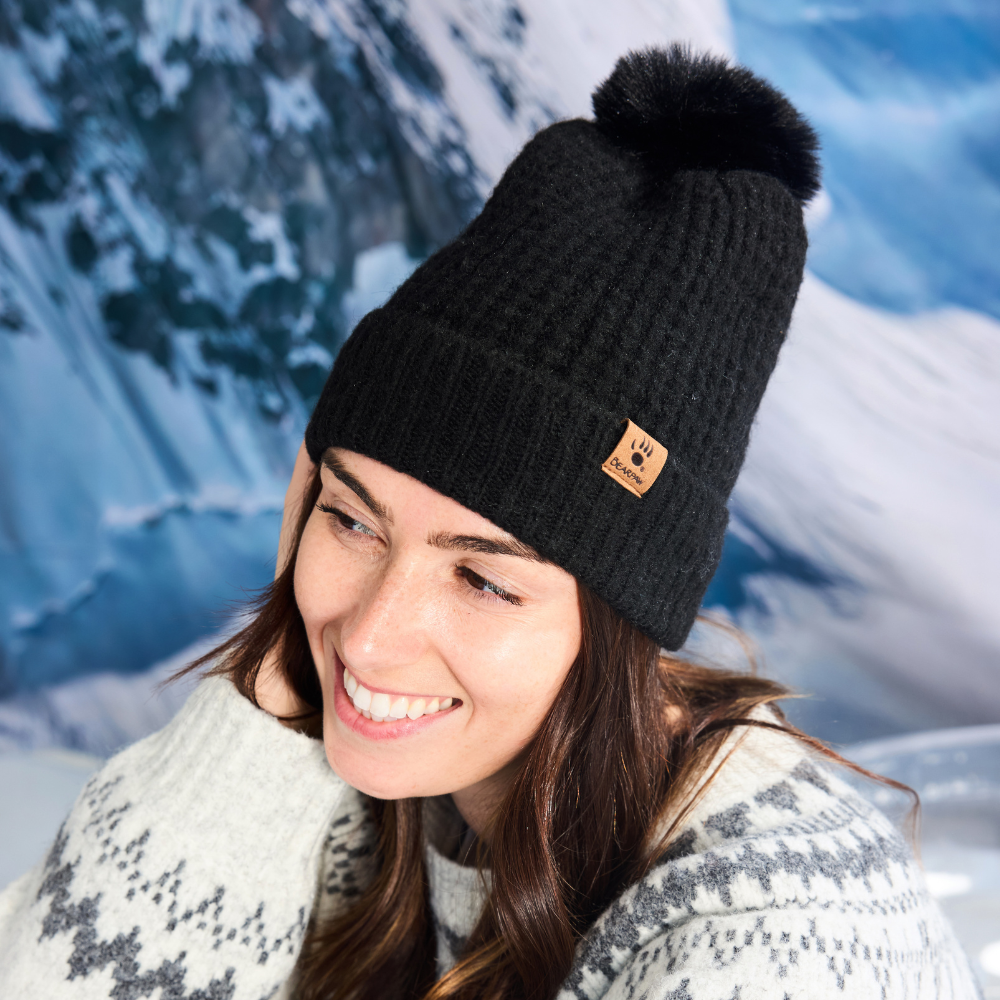 Waffle Texture Beanie in Black