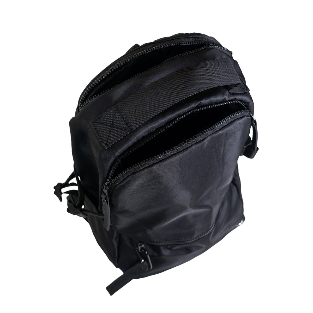 Sporty Nylon Square Backpack in Black