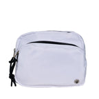 SQUARE DOUBLE ZIP WAIST BAG/SLING WHITE/BLACK