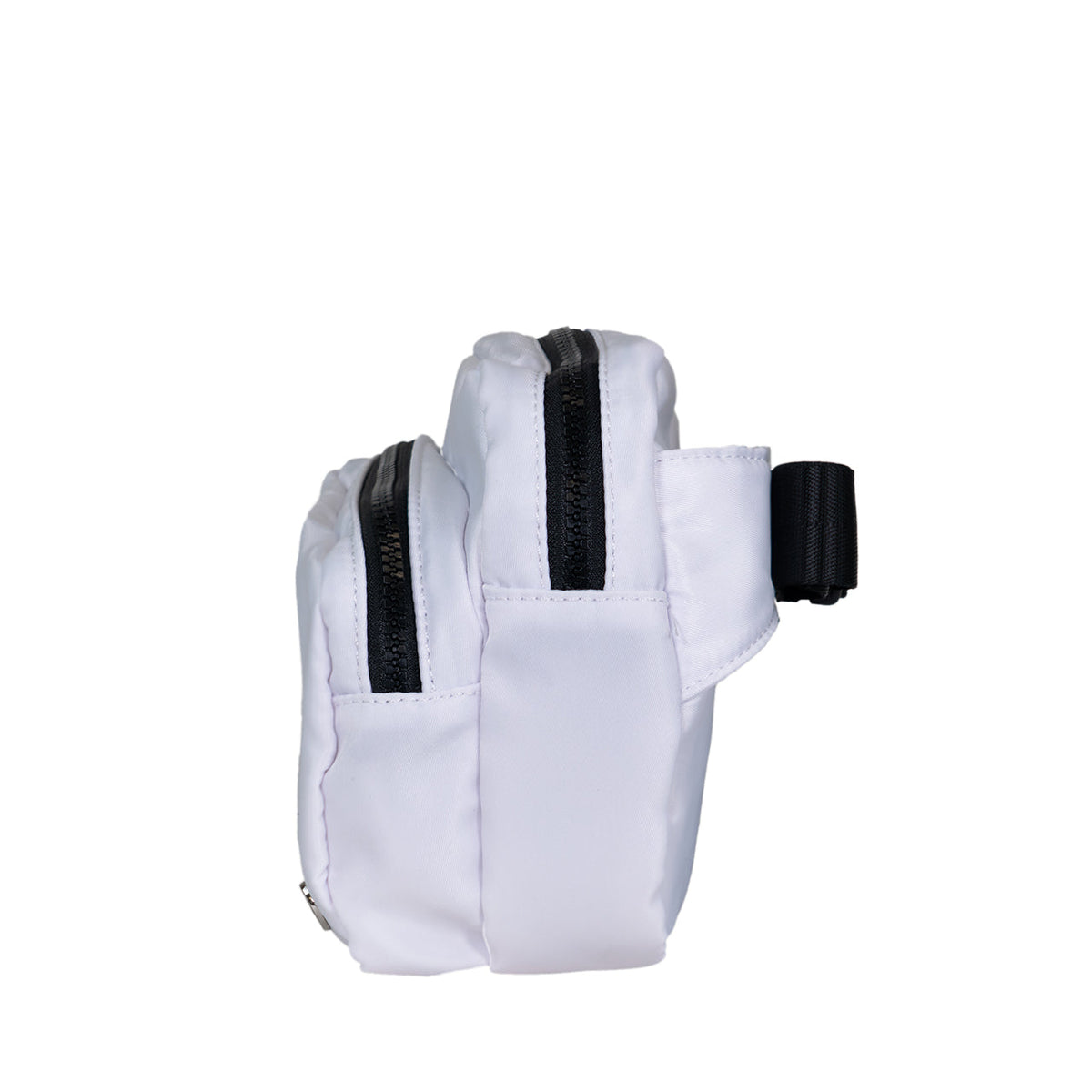 Double Zip Waist Sling Bag in White And Black