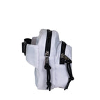 Double Zip Waist Sling Bag in White And Black
