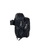 Square Double Zip Waist Sling Bag in Black