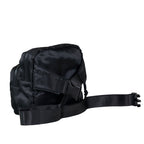 Square Double Zip Waist Sling Bag in Black