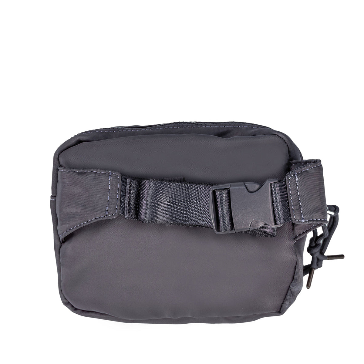 Square Double Zip Waist Sling Bag in Dark Gray