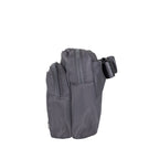 Square Double Zip Waist Sling Bag in Dark Gray