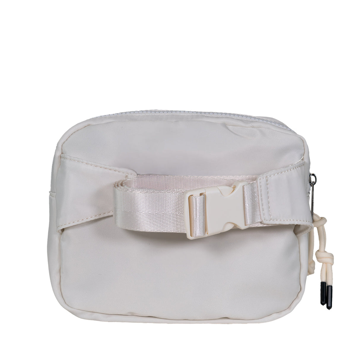 Square Double Zip Waist Sling Bag in Ivory