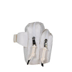 Square Double Zip Waist Sling Bag in Ivory