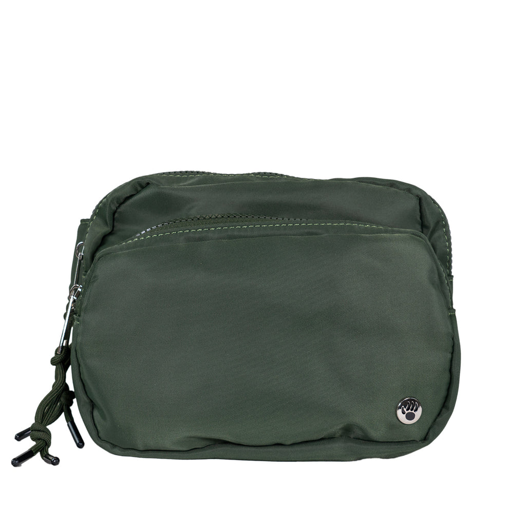 SQUARE DOUBLE ZIP WAIST BAG/SLING OLIVE