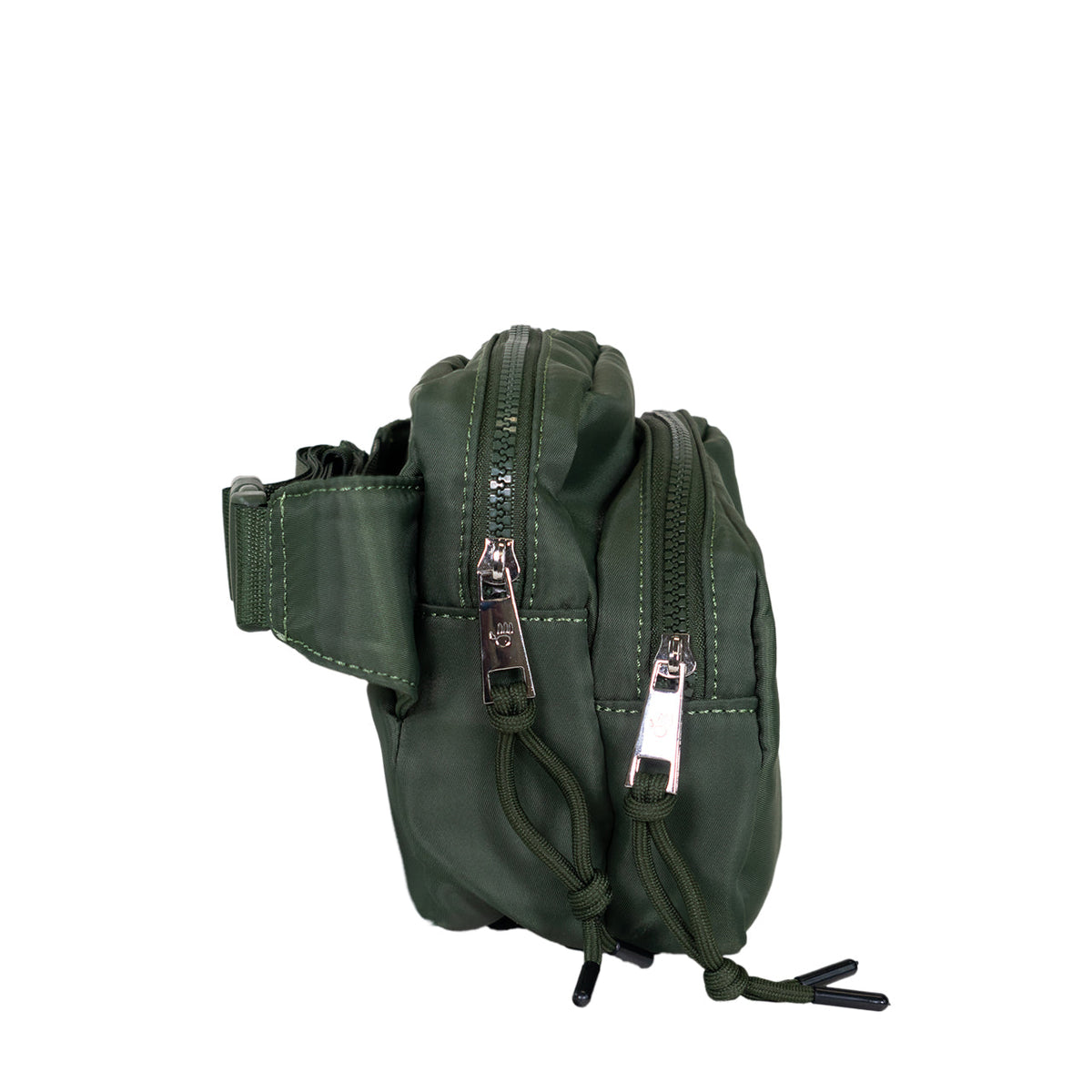Double Zip Waist Sling Bag in Olive