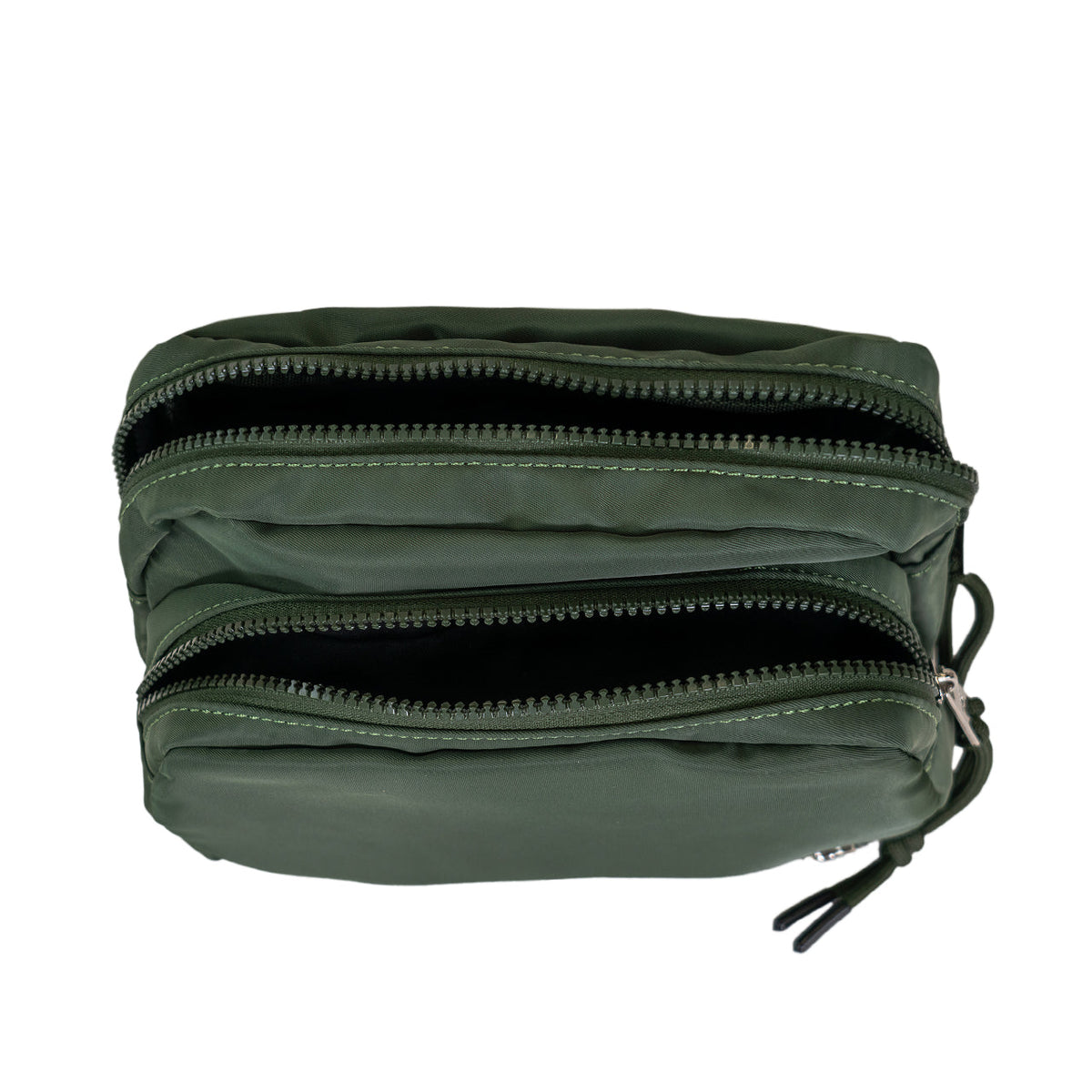 Double Zip Waist Sling Bag in Olive