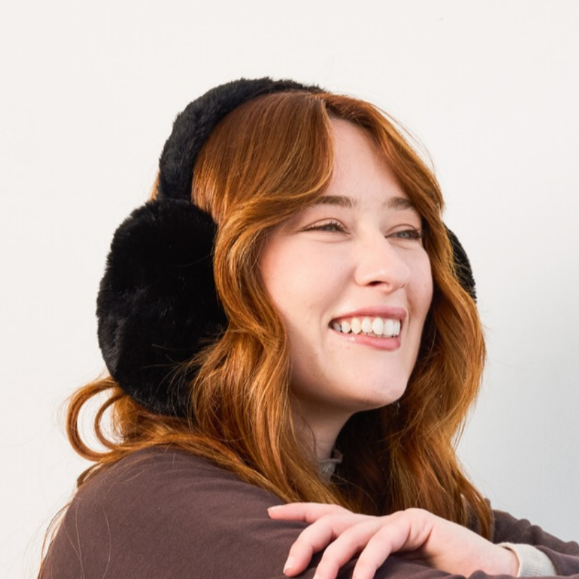 Silky Faux Fur Earmuffs - Black